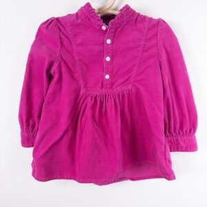 Ralph Lauren Corduroy Top Kids 24M Pink Ruffle Neck Button Front Long Sleeve